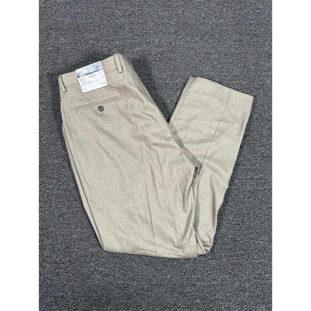 New Jos A Bank Dress Pants Men's 37x30 Brown Stretch Performance Tailored Fit‎